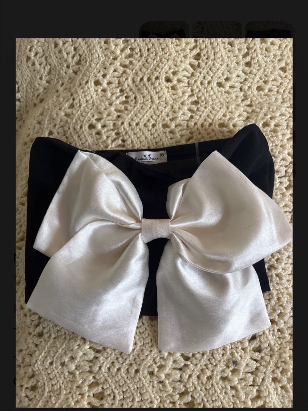 Black tube Top with Oversized White Bow#indiesleeze#summerparty#coquettegirl#Y2K
